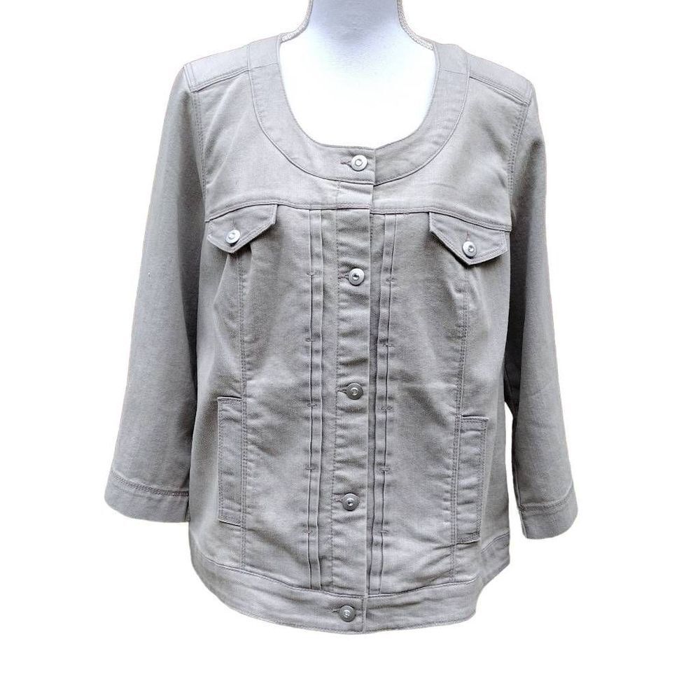 JM Collection Tan Denim Jacket 0X